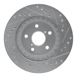 Toyota RAV4 Brake Rotor (1) - Front Left - R1 Concepts - Drilled & Slotted - Silver - `96-`03